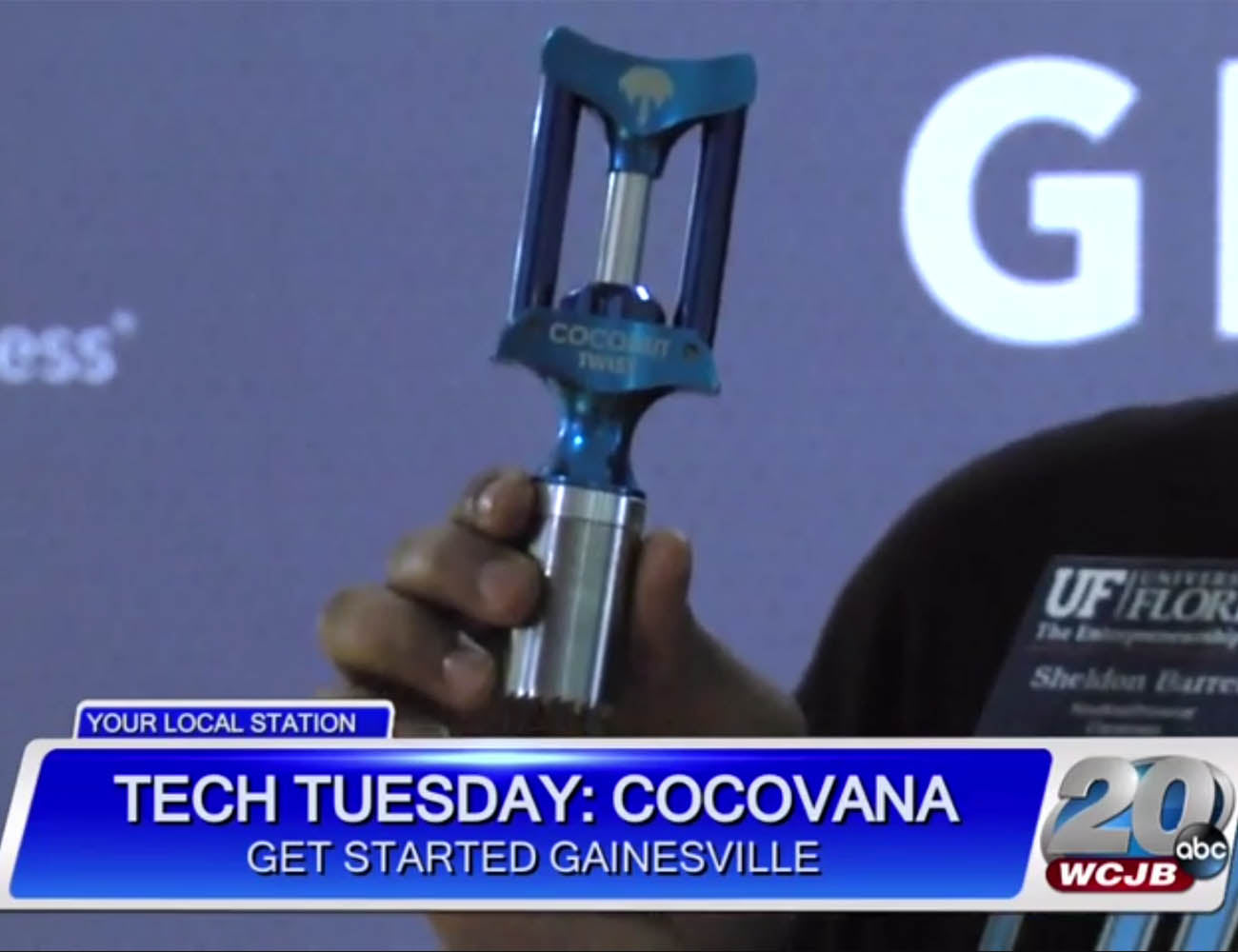 Cocovana Sheldon Barrett 2017 Get Started Gainesville Pitch Competition Cox Business Communications Coconut Twist ABC News Tech Tuesday WCJB TV20
