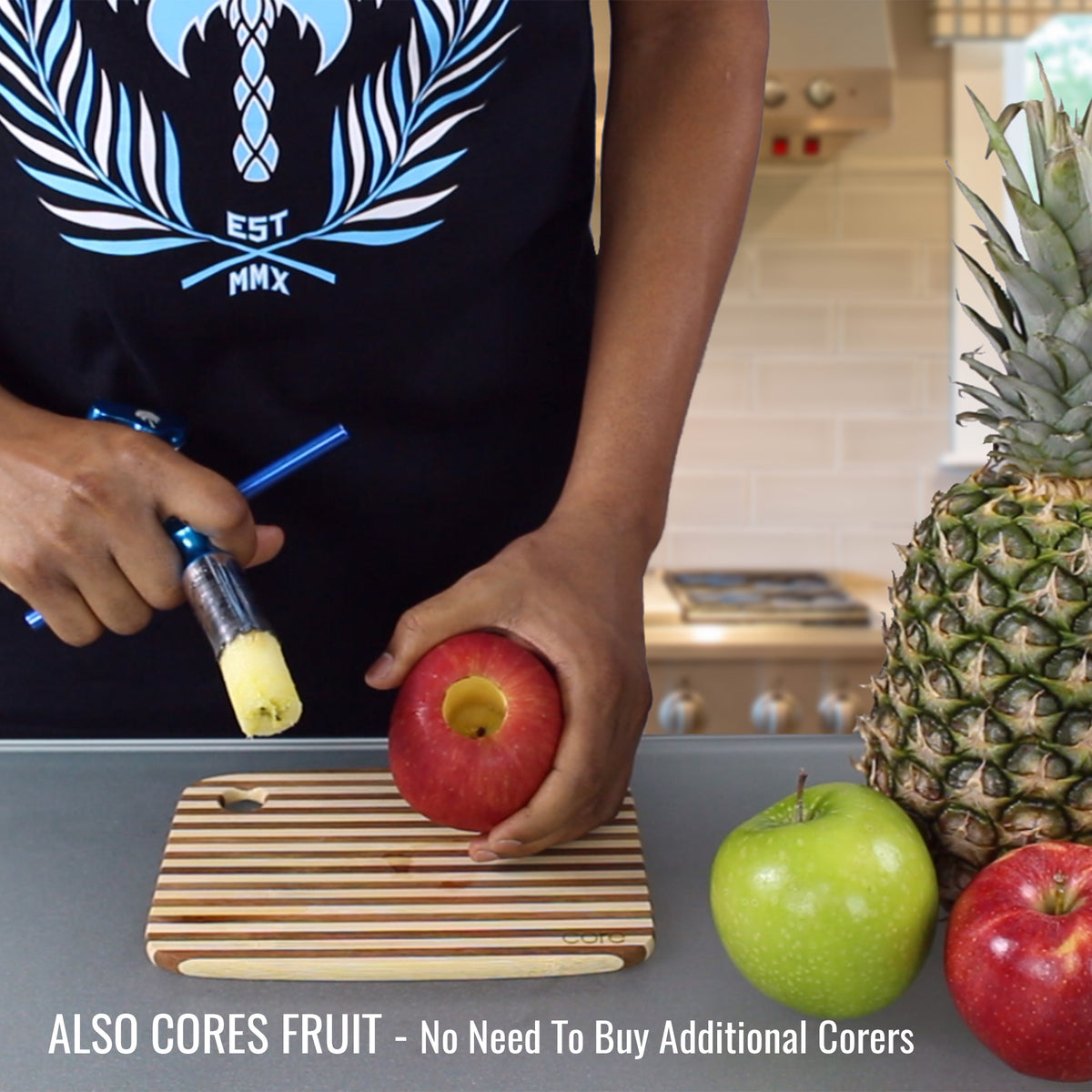 Cocovana Coconut Twist Kitchen Tool Opener Core Fruit Apple Pineapple Corkscrew Blue Turquoise Steel Metal Stainless Blade